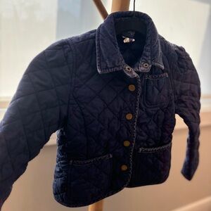 RALPH LAUREN Quilted Jacket Coat Navy Blue Chore Barn Coat Corduroy Trim size 5